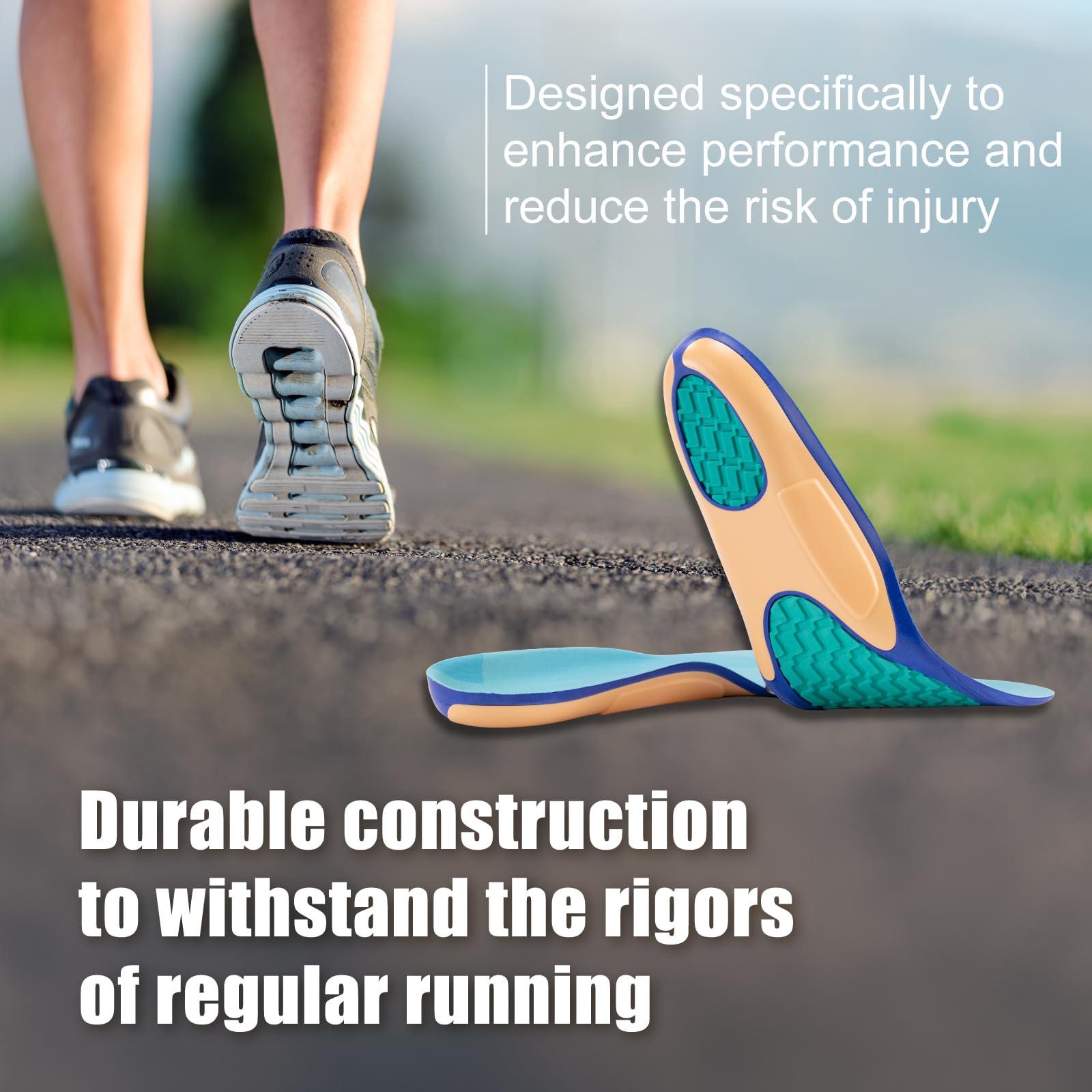 GED Running Insoles for Men - GED Sports Inserts for Plantar Fasciitis Relief, Arch Support for Runners and Athletics - Orthotic Inserts for Stability and Cushioning, Minimize Foot Fatigue US 9-9.5