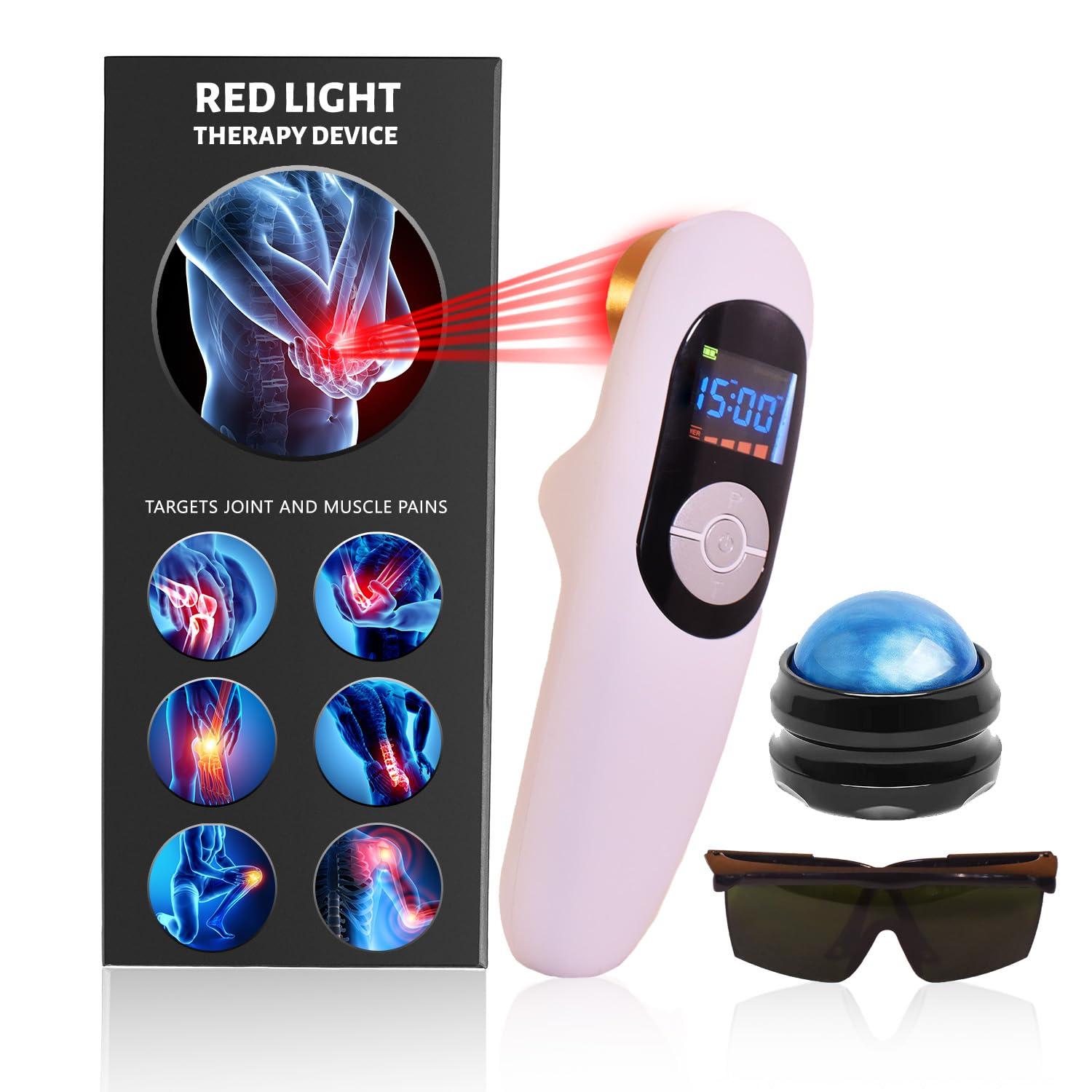 FUNRE Pain Relief Cold Laser Therapy Device Unit LLLT Red Light Portable Handheld Unit 650nm+808nm