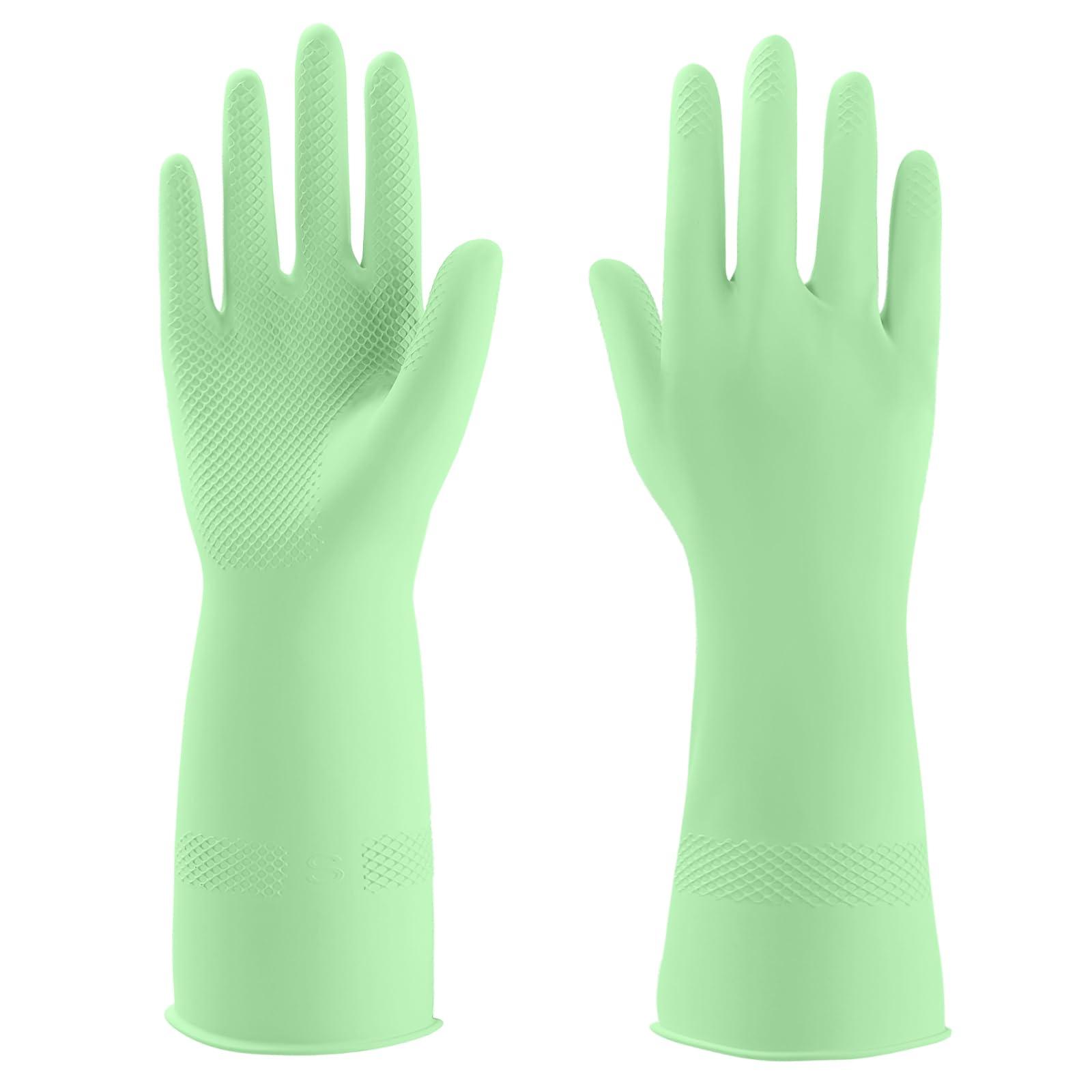 IUCGE IUCGE Rubber gloves cleaning for Household 2 Pairs,Dishwashing gloves for Kitchen dish gloves,Reuseable.(L,Green)