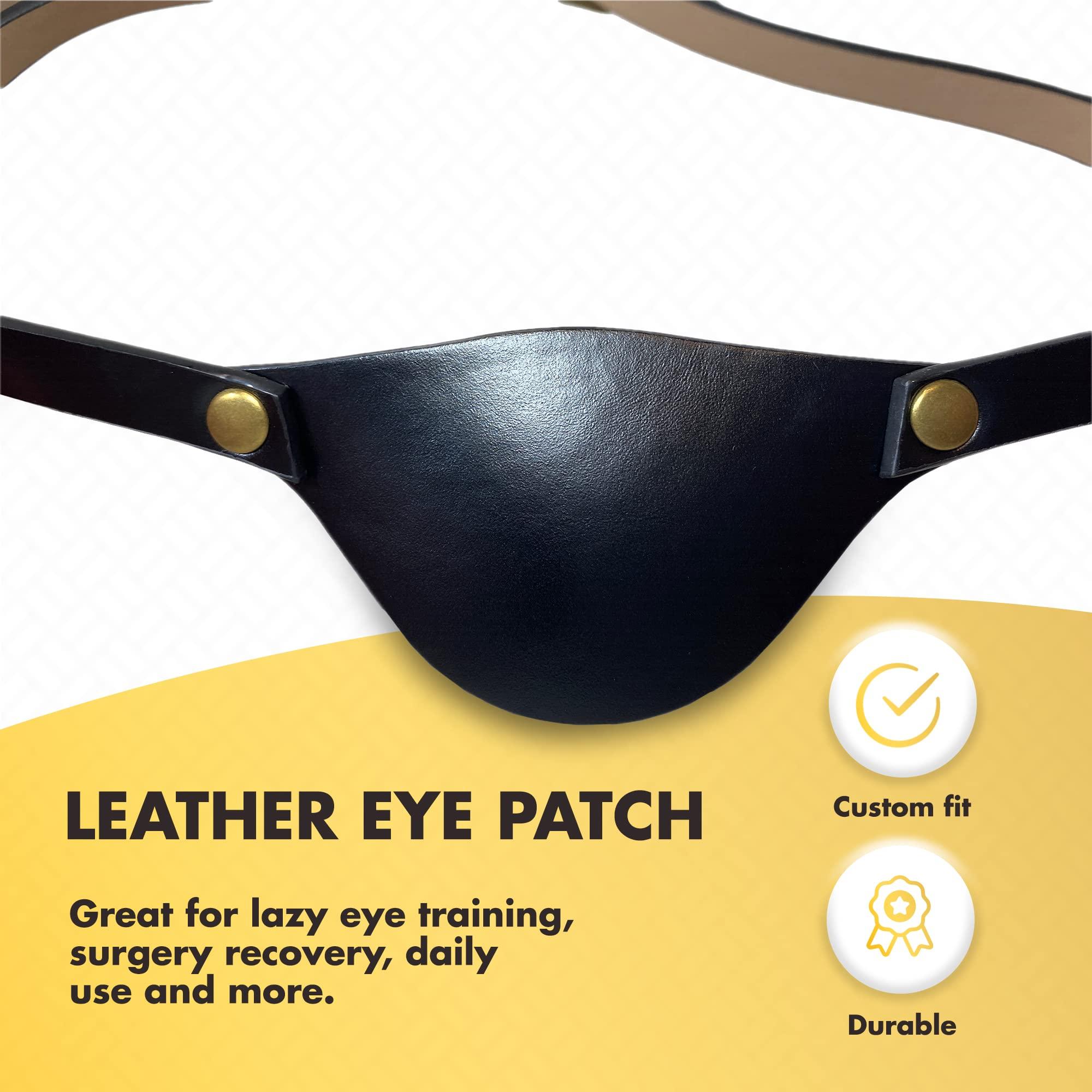 Extraordinary Commissary Extraordinary Commissary Black Leather Eye Patch for Adults - Adjustable Medical Eye Patches for Left and Right Eyes