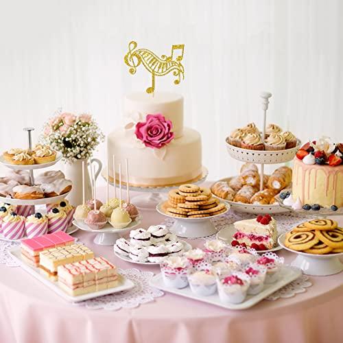 Birthday Queen Golden Glitter Music Cake Toppers, Music Cake Decoration for Girls, Music Symbol Notes Decorations, Happy Music Notes Cake Topper, Wedding / Baby Shower / Musical Theme Party Supplies