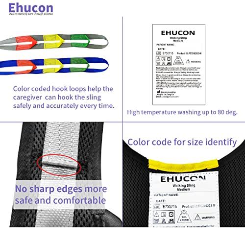 EZ Assistive Ehucon Patient Lift Walking Sling Medical Hoist Standing Aids for Ambulating Support Training, Pelvic Padded 500lbs Safety Loading Weight (Black-M)