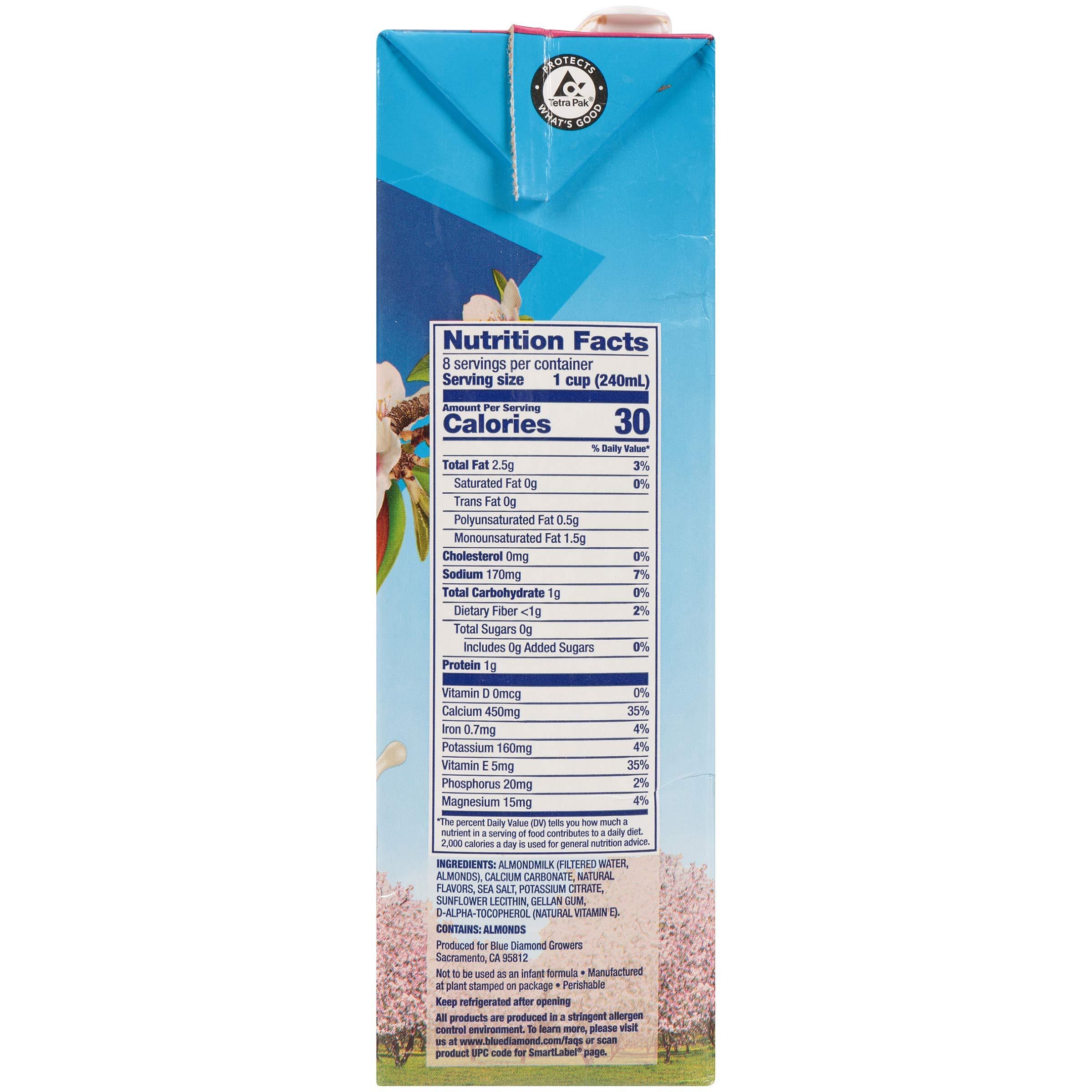 Blue Diamond Almonds Almond Breeze Dairy Free Almondmilk, Unsweetened Vanilla, 64 Ounce (Pack of 8)