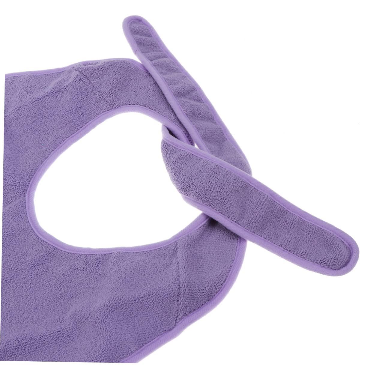 Ipetboom Ipetboom Waterproof Washable Adult Bibs Elderly Mealtime Protector Cloth Bibs Tie-back for Disabled Purple AB-241P