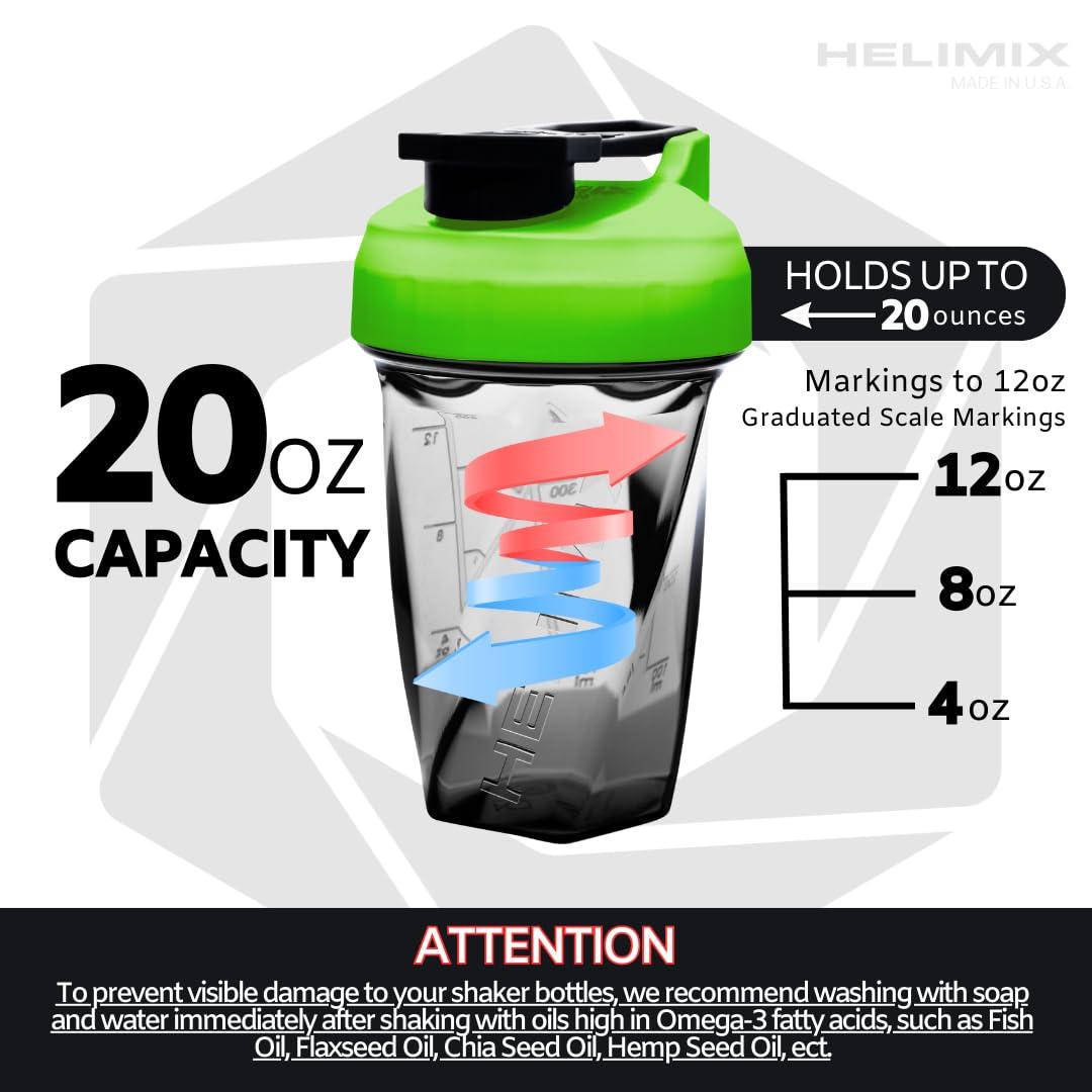 HELIMIX HELIMIX 1.5 Vortex Blender Shaker Bottle Holds Upto 20oz | No Blending Ball or Whisk | USA Made | Portable Pre Workout Whey Protein Drink Shaker Cup | Mixes Cocktails Smoothies Shakes | Top Rack Safe