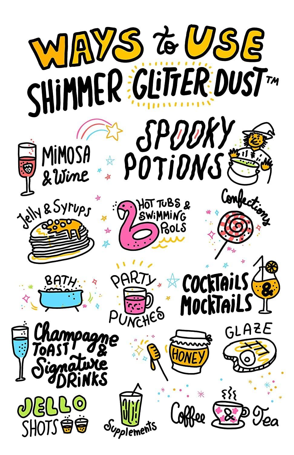 Signature Drink Lab Edible Glitter for Drinks • Shiny Glitter, Shimmer Beverage Dust for Cocktails, Beer, Wine and More - Pearl Series Blue - 5 Gram Pot with Spout