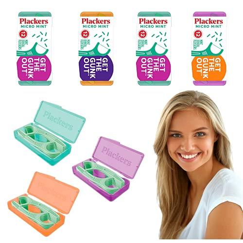 Plackers Plackers Micro 12 Count Flosser with Travel Case, Mint, 4-Pack