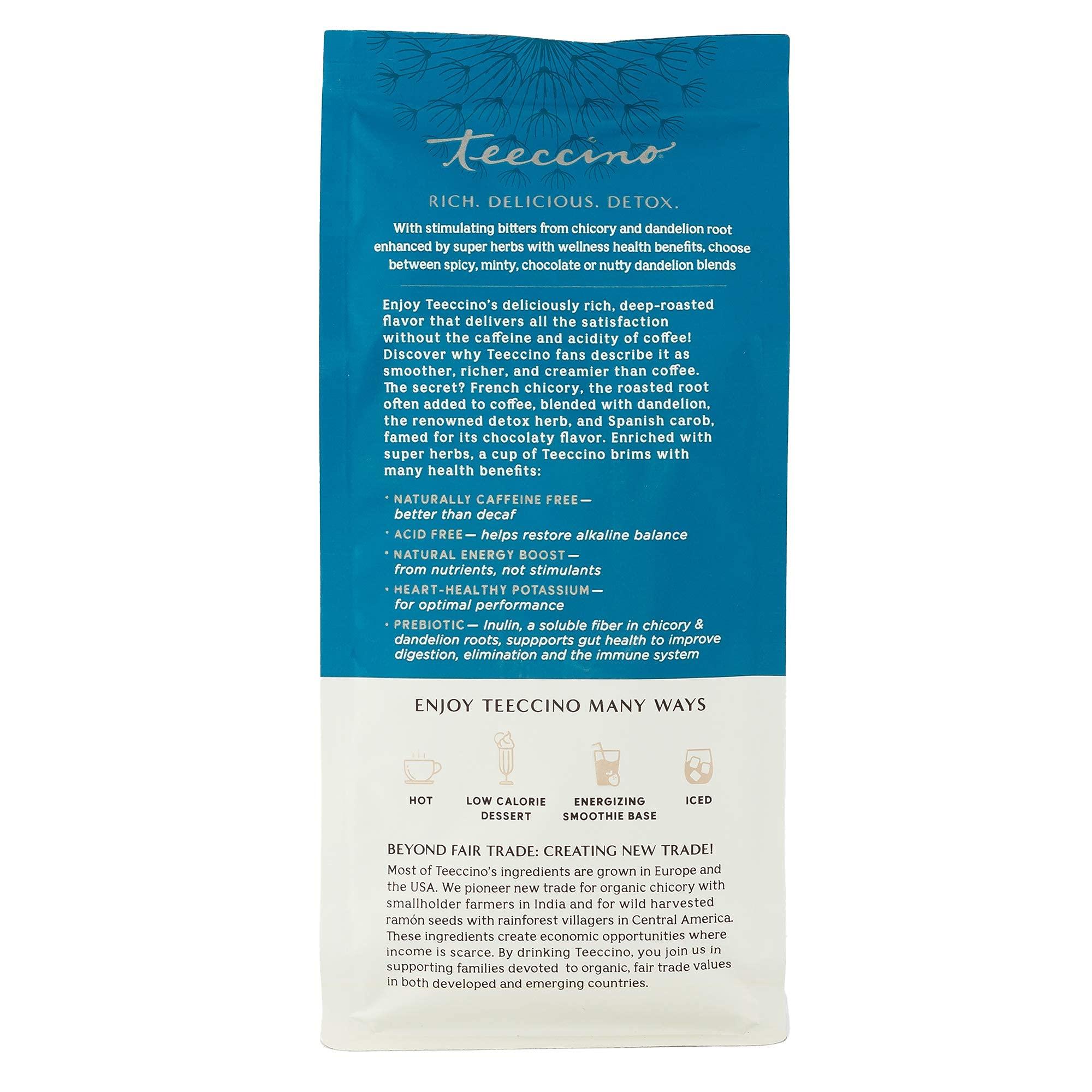 Teeccino Teeccino Dandelion Turmeric Herbal Coffee - Caffeine-Free Coffee Alternative with Prebiotics, Gluten Free, Acid Free, Organic - Medium Roast, 10 oz