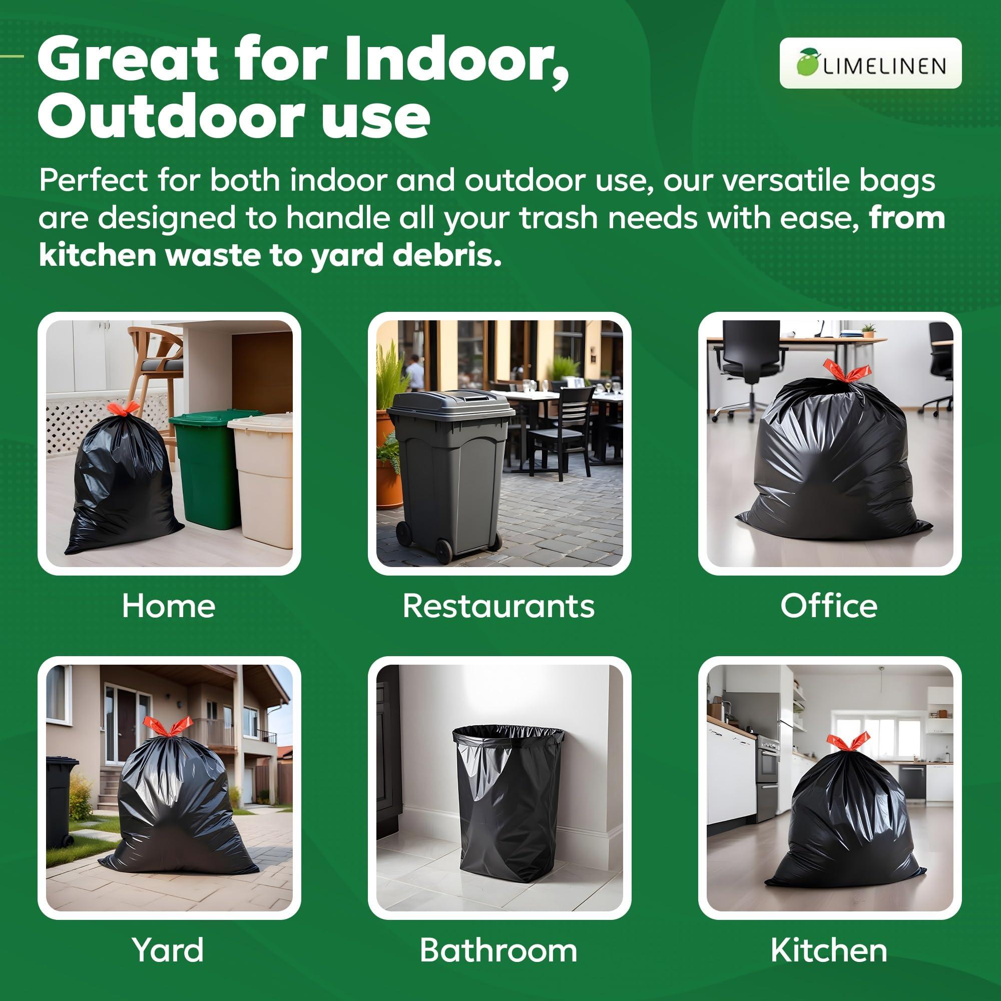 LIMELINEN LIMELINEN 30 Gallon Garbage Trash Bags, 400 Count, 1.2 mil Extra Thick Trash Bags with Drawstring Closure, Leak and Odor-Resistant Large Plastic Bags For Office, Home, Hospital, Big Waste Binst