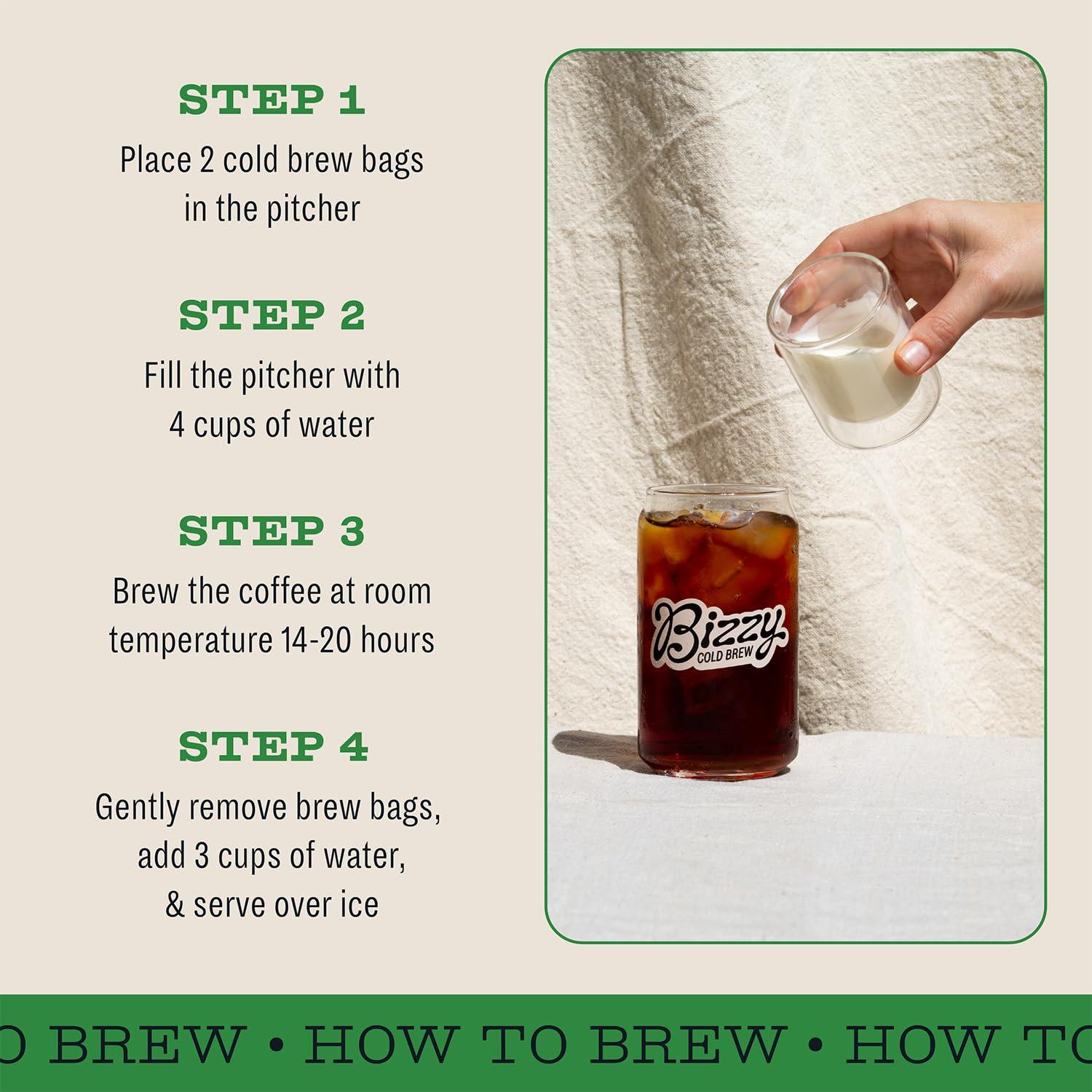 Bizzy Bizzy Organic Cold Brew Coffee | Bundle | Brew Bags | 12ct Dark & Bold + 12ct Espresso Blend | 2 Pack