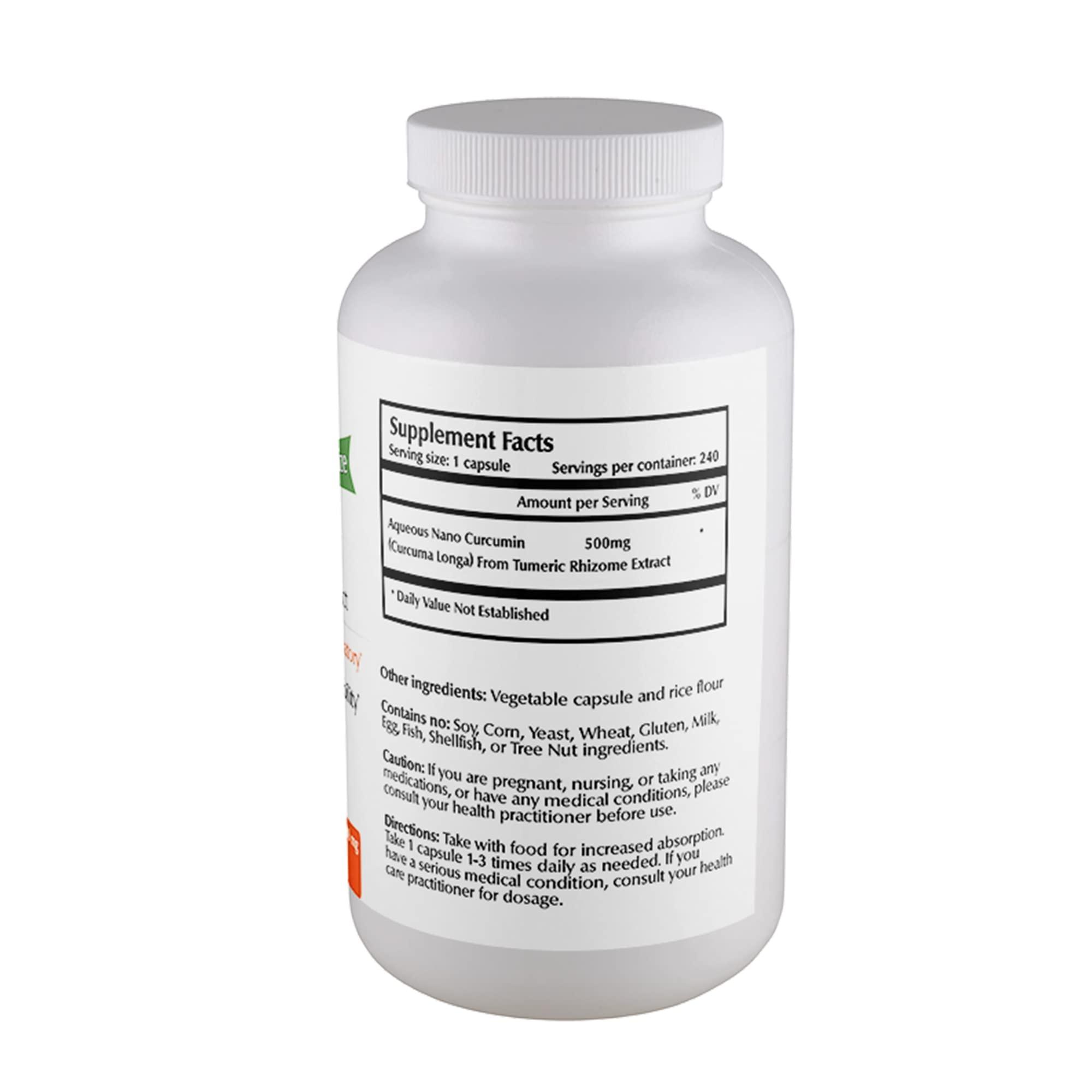 One Planet Nutrition One Planet Nutrition Nano Curcumin 500 mg Veggie Capsules (240 Servings), Family Size, Nano for High Absorption, Supports Anti-Inflammatory & Immune Health, Non-GMO, Vegan, Gluten-Free