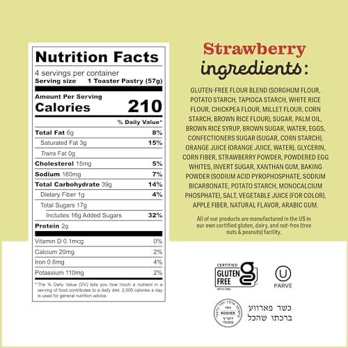 Katz Gluten Free Katz Gluten Free Toaster Pastries. Strawberry. Gluten Free. Dairy Free, Nut Free, Peanut Free, Soy Free. Kosher Snacks. 8 OZ (Pack Of 4)