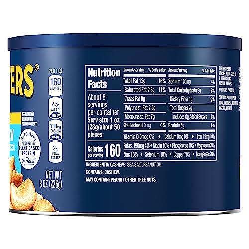 Planters PLANTERS Salted Cashew Halves & Pieces, Party Snacks, Plant-Based Protein 8oz (1 Canister) (Pack of 3)