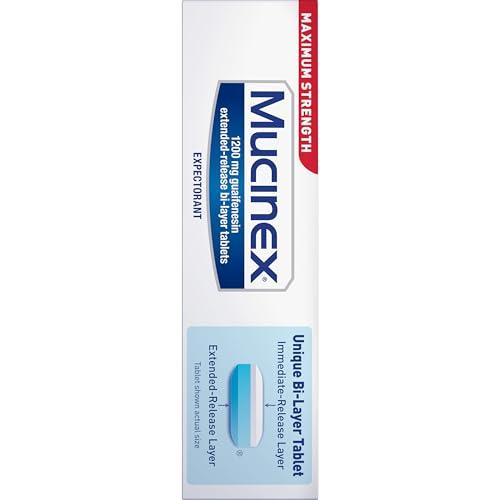 Mucinex Mucinex 12 Hour Maximum Strength 1200 mg Guaifenesin Extended-Release Tablets for Excess Mucus Relief, Expectorant Aids Excess Mucus Removal, Chest Congestion Relief, 42 Tablets