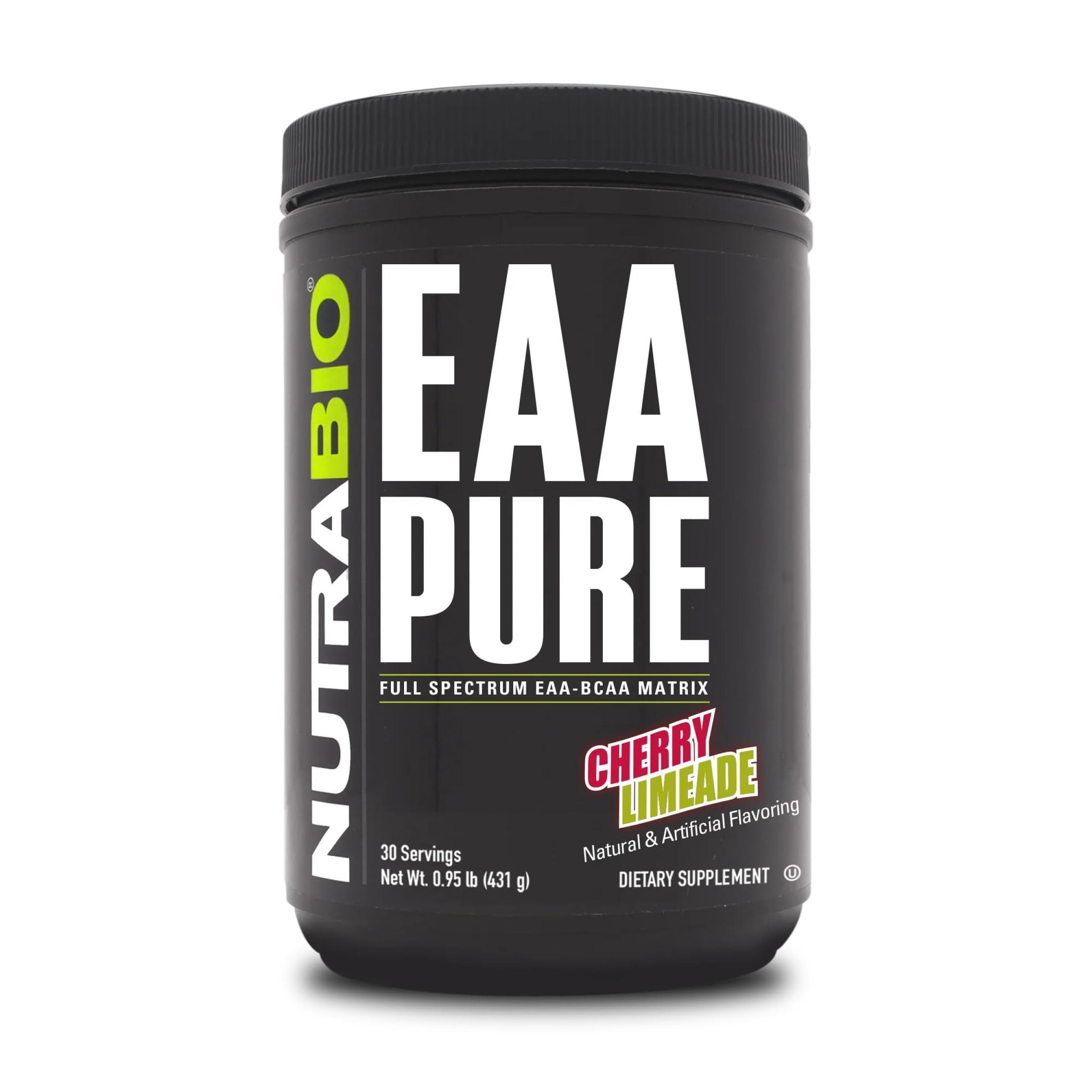 NutraBio NutraBio EAA Pure 9 Amino Acids Muscle Repair and Recovery, 30 Servings, Cherry Limeade Pre or Post Workout All Day Recovery