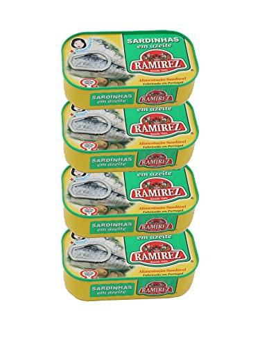 Ramirez Ramirez Portuguese Sardines in Olive Oil 125 Gram Tin (Pack of 4)
