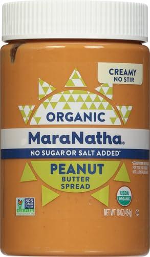 MARANATHA Maranatha Organic No-Stir Creamy Peanut Butter Spread, No Sugar or Salt Added, 16 Ounce (Pack of 2)