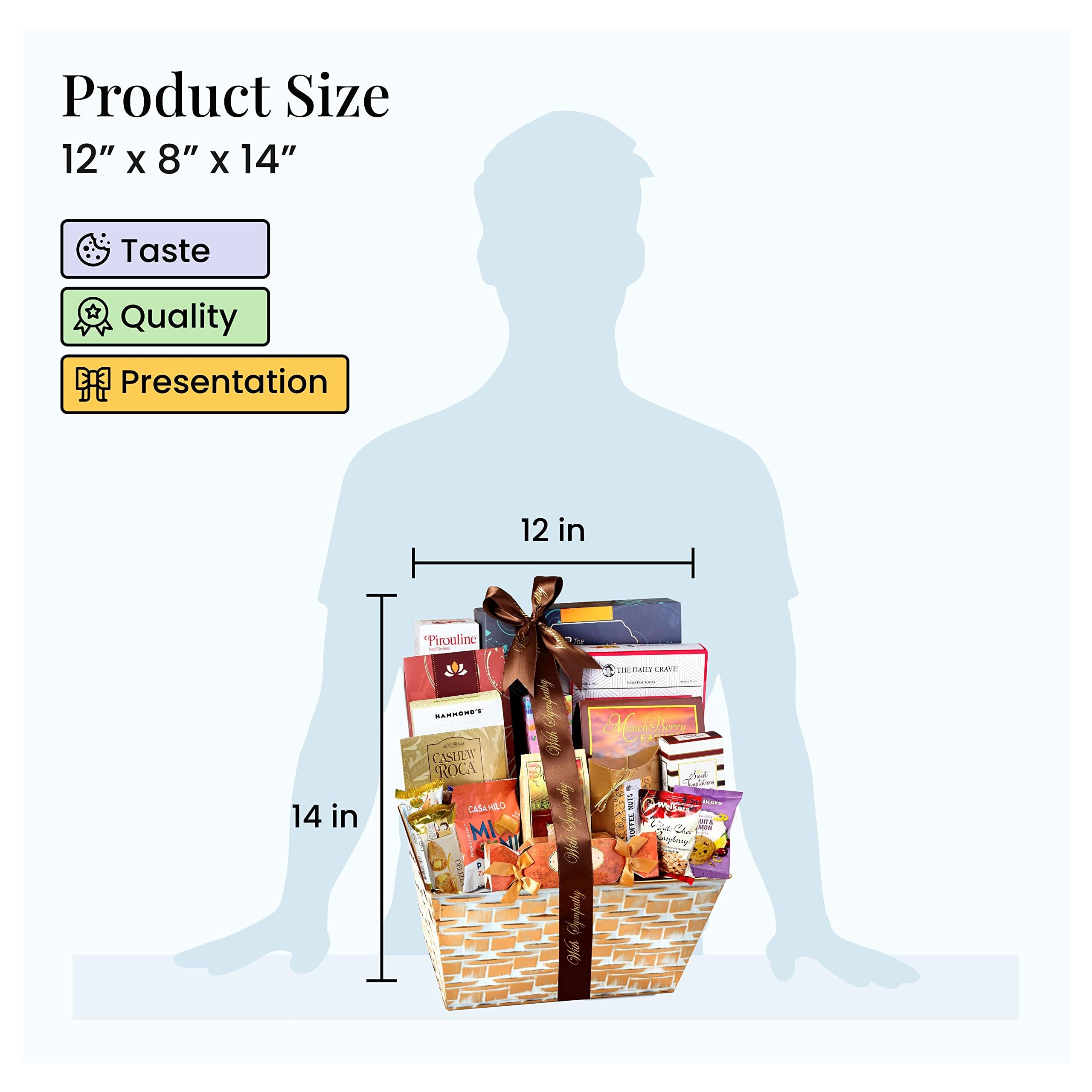 Broadway Basketeers Broadway Basketeers Sympathy Gift Basket Deluxe, Condolences Gifts for Loss, Bereavement or Kosher Shiva, Food Care Package for Delivery With Chocolate, Snacks & Sweets