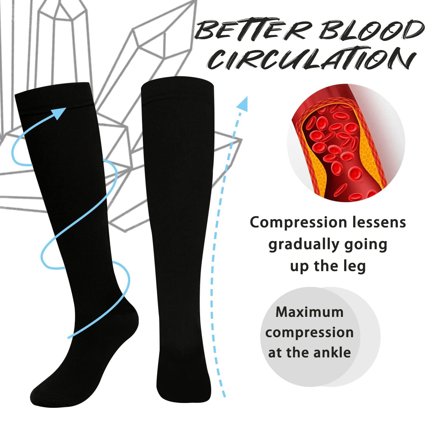 Tapesb 3 Pairs Plus size compression socks wide calf women men knee high 20-30 mmhg circulation for swelling 2xl 3xl 4xl 5xl