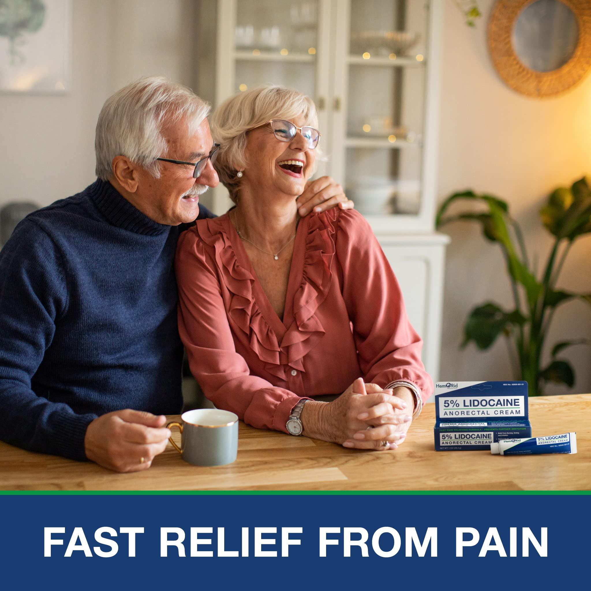 HemRid Maximum Strength Lidocaine Cream for Pain Management. Fast-Acting Hemorrhoid Solution with 5% Lidocaine. Instant Anal Itch and Numbing Effect