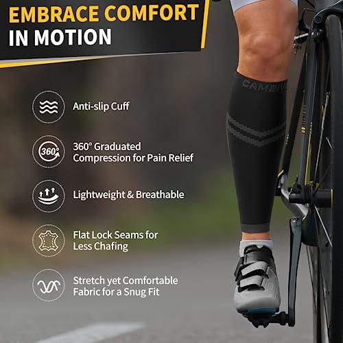 CAMBIVO CAMBIVO Calf Compression Sleeve for Men and Women, Shin Splint Brace Support for Leg Pain Relief & Varicose Vein Treatment, Footless Compression Socks for Running(Gray,Large-X-Large)