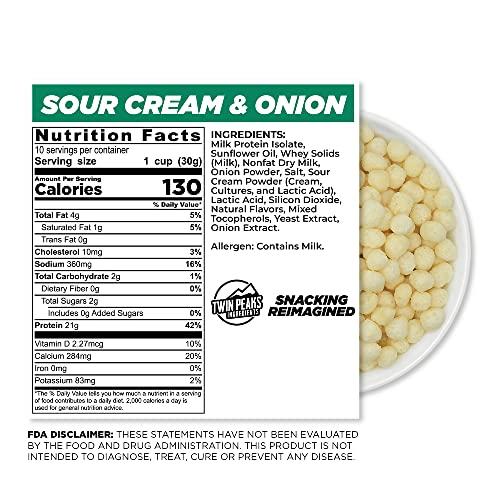 TWIN PEAKS INGREDIENTS Twin Peaks Low Carb, Keto Friendly Protein Puffs, Sour Cream & Onion (300g, 21g Protein, 2g Carbs)