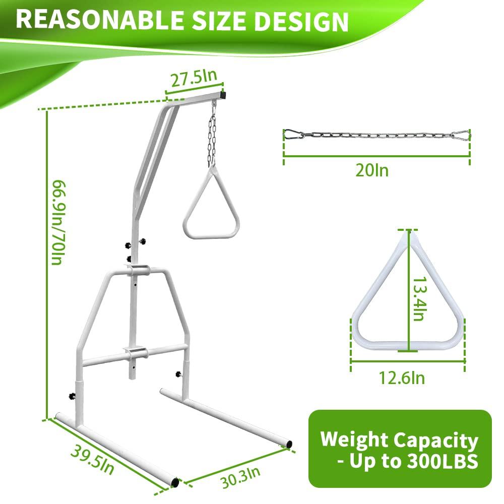 Koardink Koardink Bed Trapeze, Trapeze Bar for Bed Mobility with 300 LBS Weight Capacity Hospital Bed Triangle Pull Up Floor Stand Bar Assisting Elderly in Bed Tool-Free Assemble, Strong and Work Well