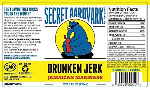 SECRET AARDVARK TRADING CO. Secret Aardvark Hot Sauce Variety Pack - Drunken Jerk, Drunken Garlic, and Habanero Hot Sauce, Low Carb, Hot Sauce & Marinade Gift Set - 8 fl oz 5 Pack