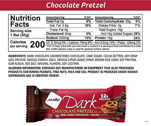 NuGo NuGo Dark Variety - Chocolate Pretzel 12 Bars & Mint Chocolate Chip 12 Bars, 12-13g Protein, Vegan, Gluten Free, Non-GMO, Kosher Pareve, 24 Count