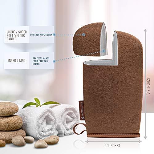 Thermalabs Ultimitt Double Self Tanning Applicator Mitts Set: Reusable Streak-Free Bronzing Sunless Tan Application Gloves (DOUBLE SET, BROWN)