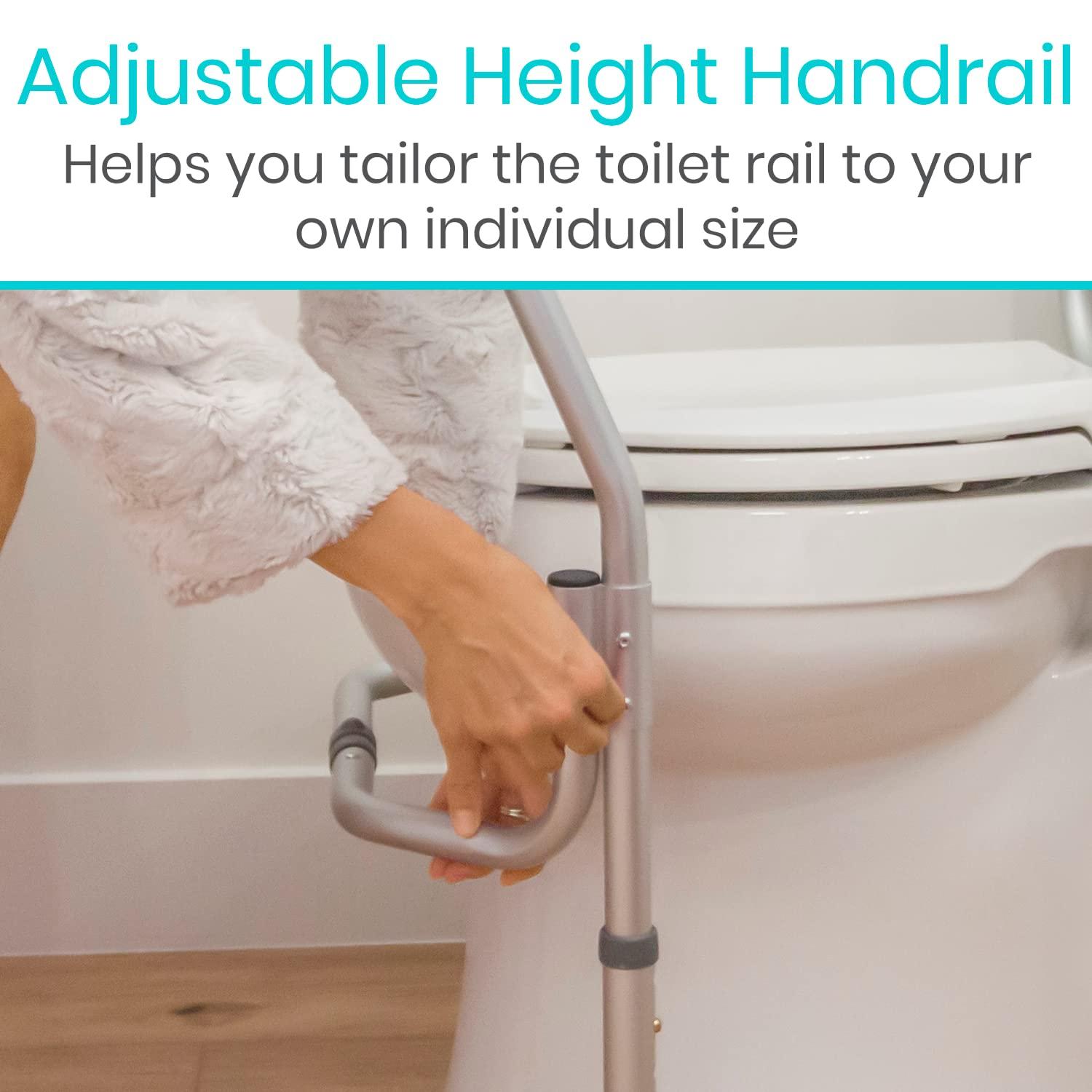 Vive Vive Toilet Safety Rail Frame - Toilet Grab Bars for Elderly, Disabled - Assist Support Rails with Padded Handles - Stand Alone for Bathroom - Adjustable Non Slip for Adults, Seniors, Handicapped