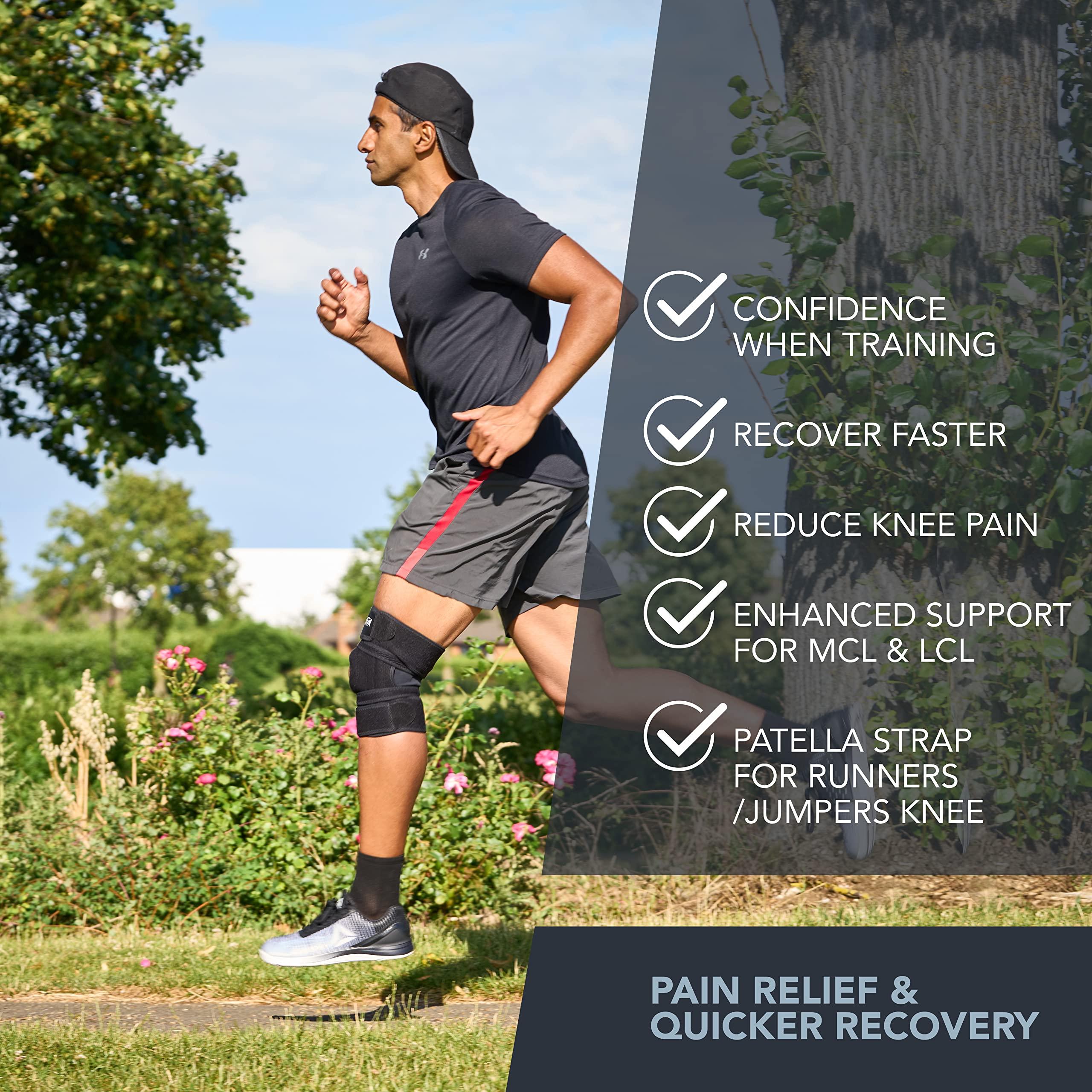 EXOUS BODYGEAR EXOUS BODYGEAR Knee Brace Meniscus Tear Support For Arthritis Acl, Mcl Pain Patented 4-way Adjustable Wraparound Strap Dual Side Stabilizer For Patella Stability Size [medium]