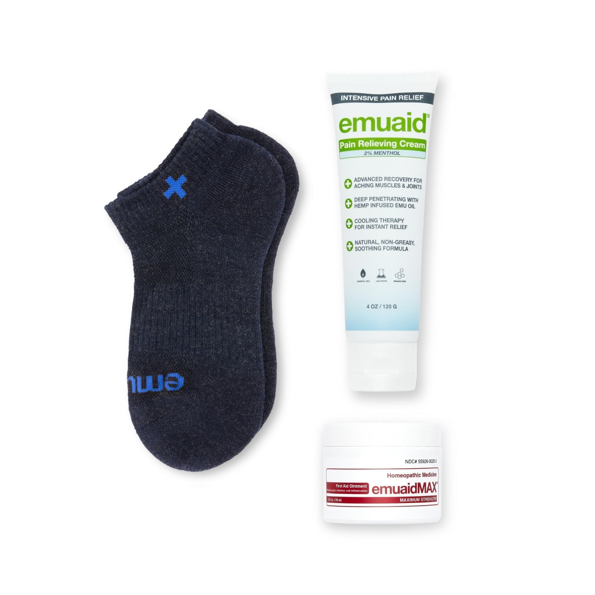 emuaid emuaid EMUAIDMAX Neuropathy Premium Bundle - EMUAIDMAX Maximum Strength 2oz with Pain Relieving Cream 5oz Ionic Silver Socks