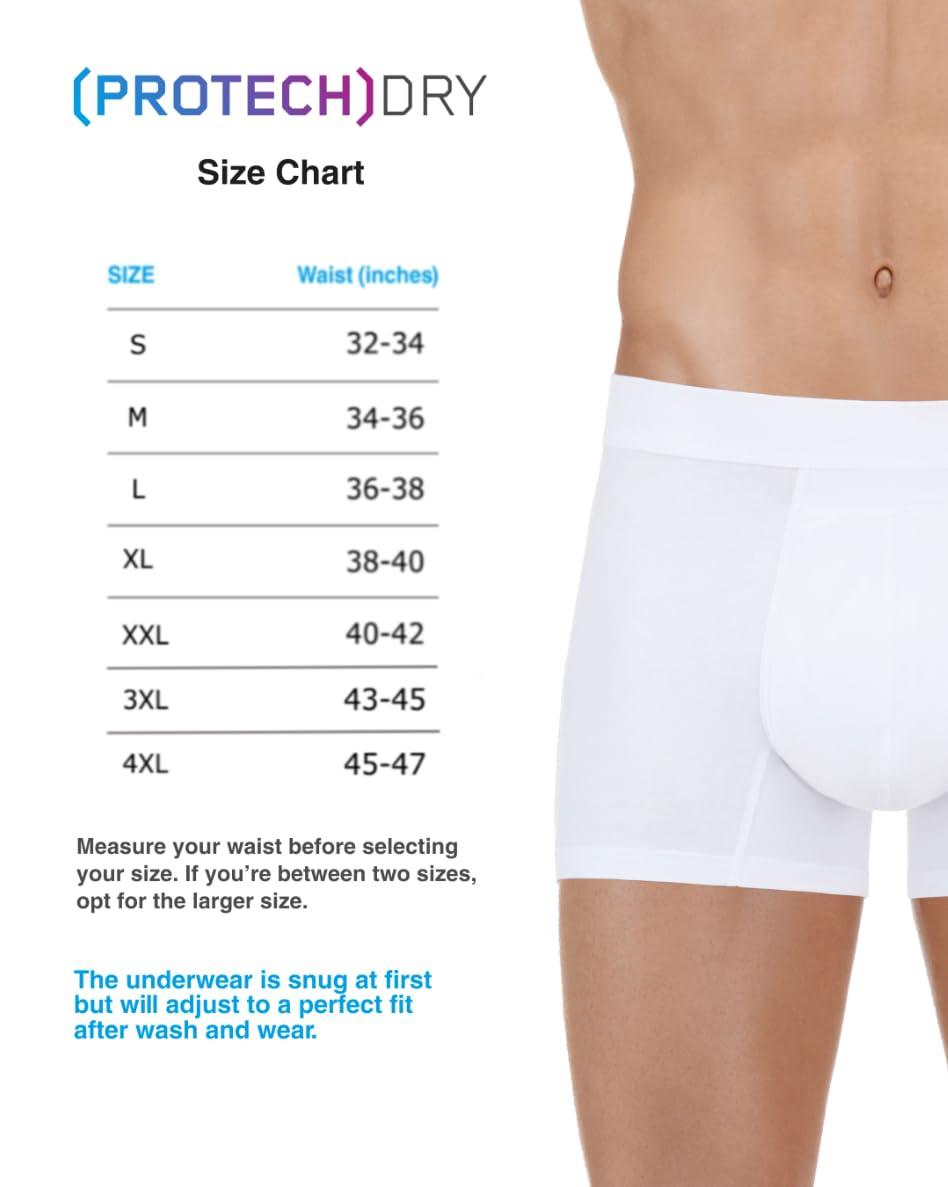 PROTECHDRY PROTECHDRY Washable & Reusable Urinary Incontinence Cotton Boxer Brief Underwear for Men - 5 Pack (Buy 4 Get 1 Free), White, Size XX-Large