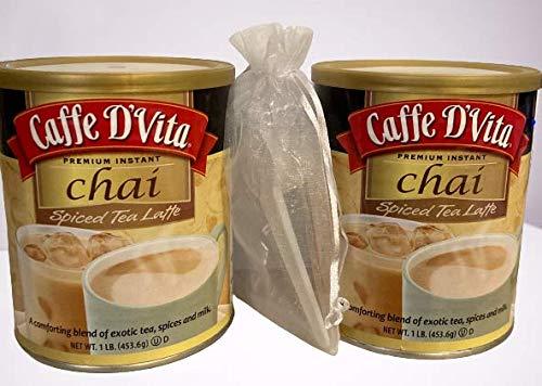 Caffe D'Vita Caffe D'Vita Exotic Spiced Chai Tea Latte - Pack of 2 - Premium Instant 1 lb Mix - Plastic Coffee Measuring Scoop Included