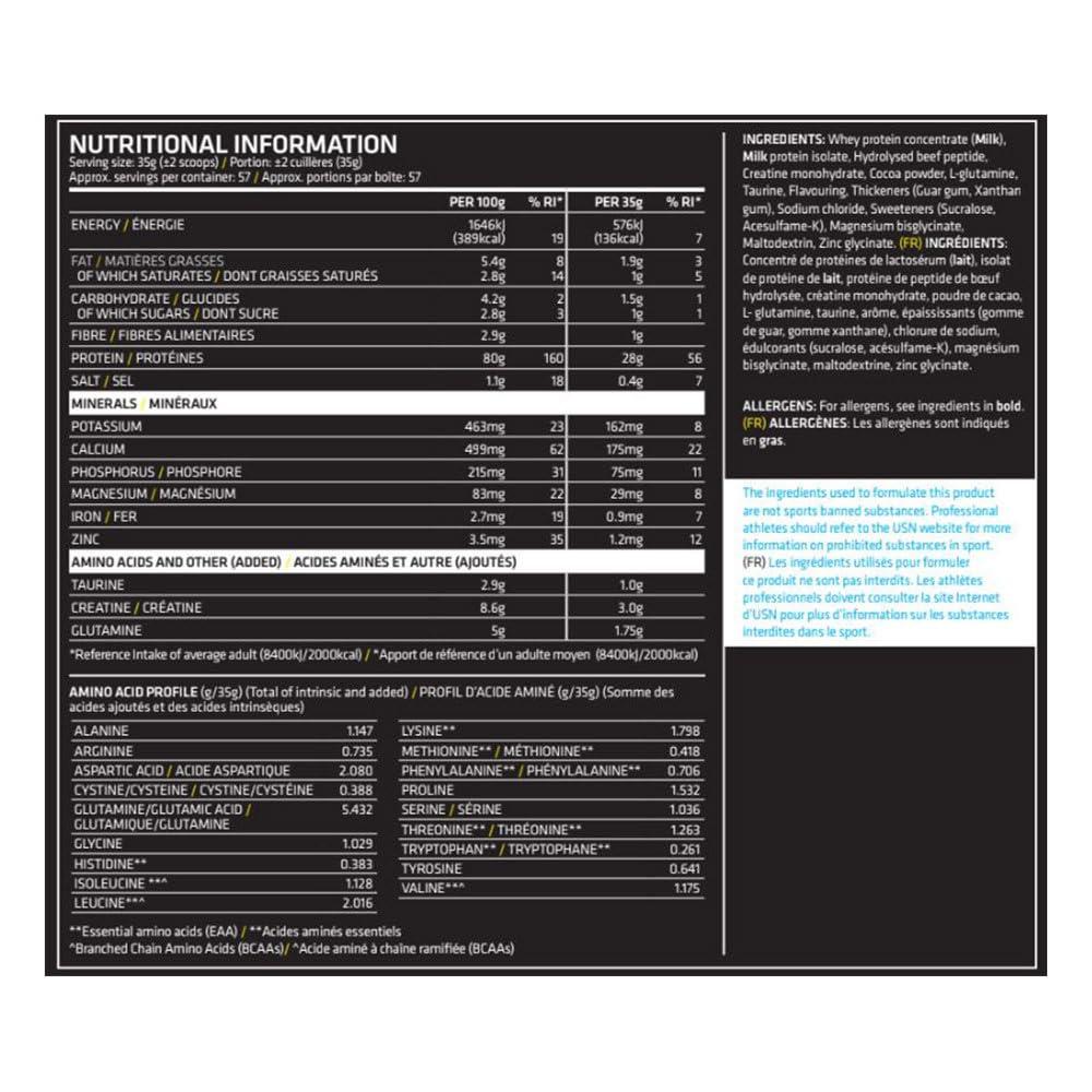 USN USN Hardcore Whey gH 2000 g Chocolate Muscle Building Whey Protein Shake Powder