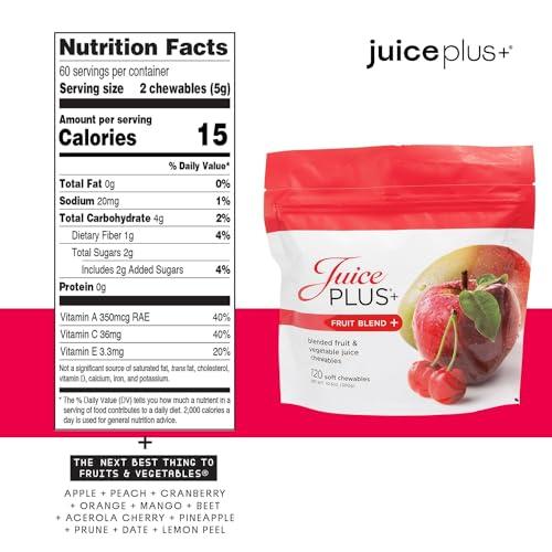 EBAT Juice Plus+ Fruit Blend Soft Chews (Chewables) - Boost Your Nutrition with 11 Fruits & Plant Ingredients - Vegan Gummy for Kids & Adults - Vitamins, Whole Food Nutrition - 1 Pouch (30 Adult Servings)