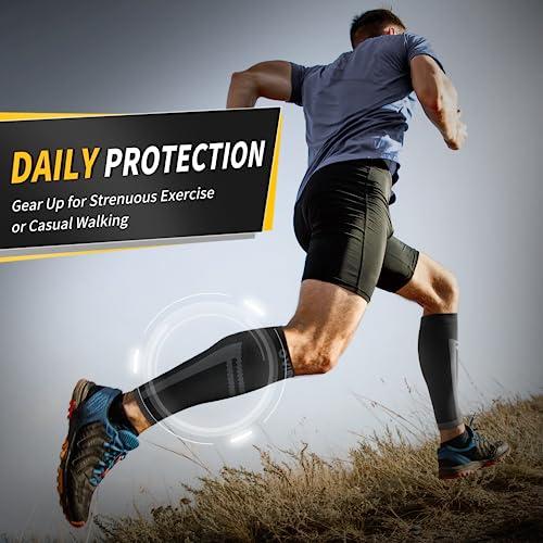 CAMBIVO CAMBIVO Calf Compression Sleeve for Men and Women, Shin Splint Brace Support for Leg Pain Relief & Varicose Vein Treatment, Footless Compression Socks for Running(Gray,Large-X-Large)