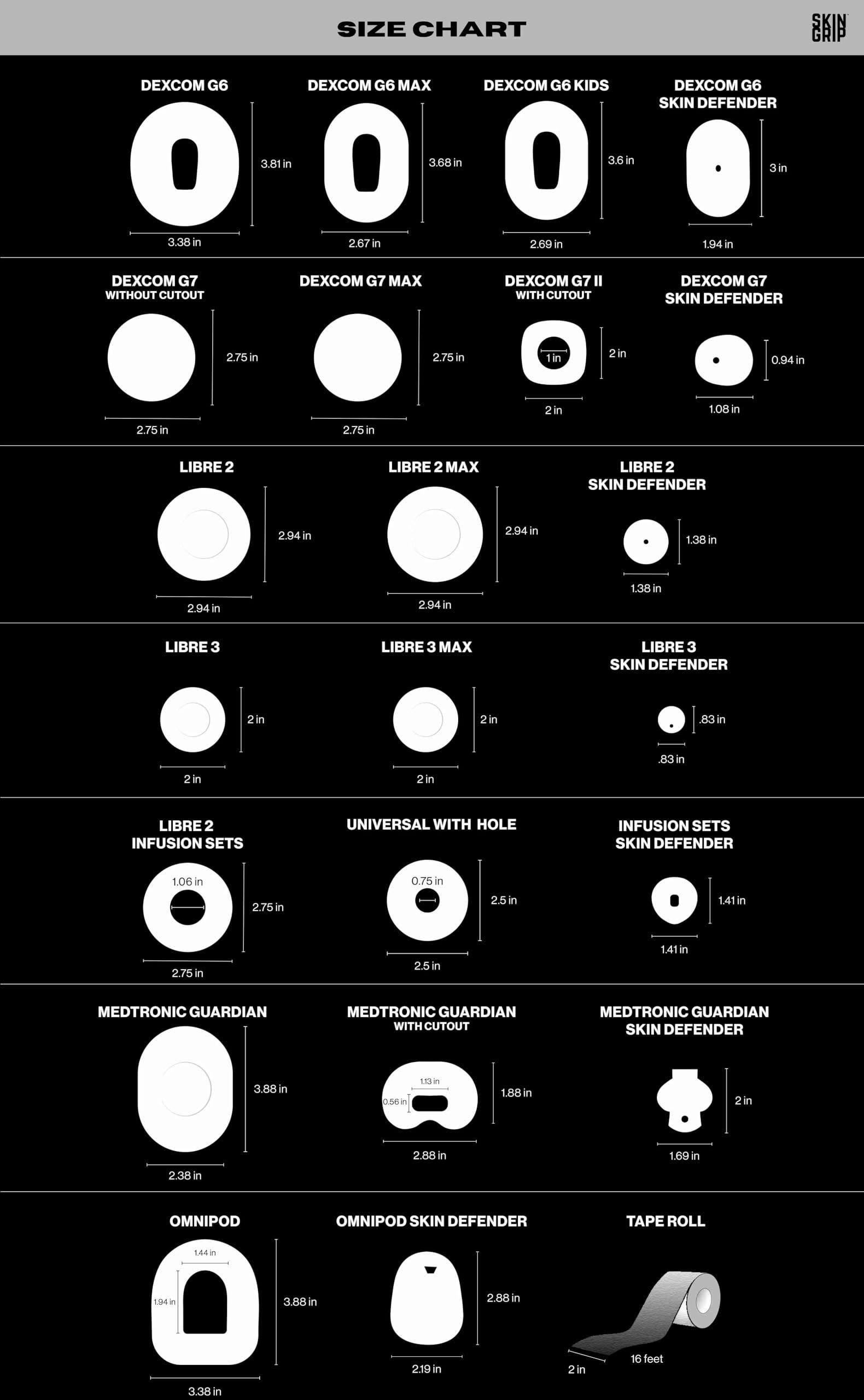 Skin Grip Skin Grip Adhesive Patches for Freestyle Libre 2 CGM  Waterproof & Sweatproof Adhesive for 10-14 Days, Pre-Cut Adhesive Medical Tape, Sensor Cover  20 Pack, Chocolate