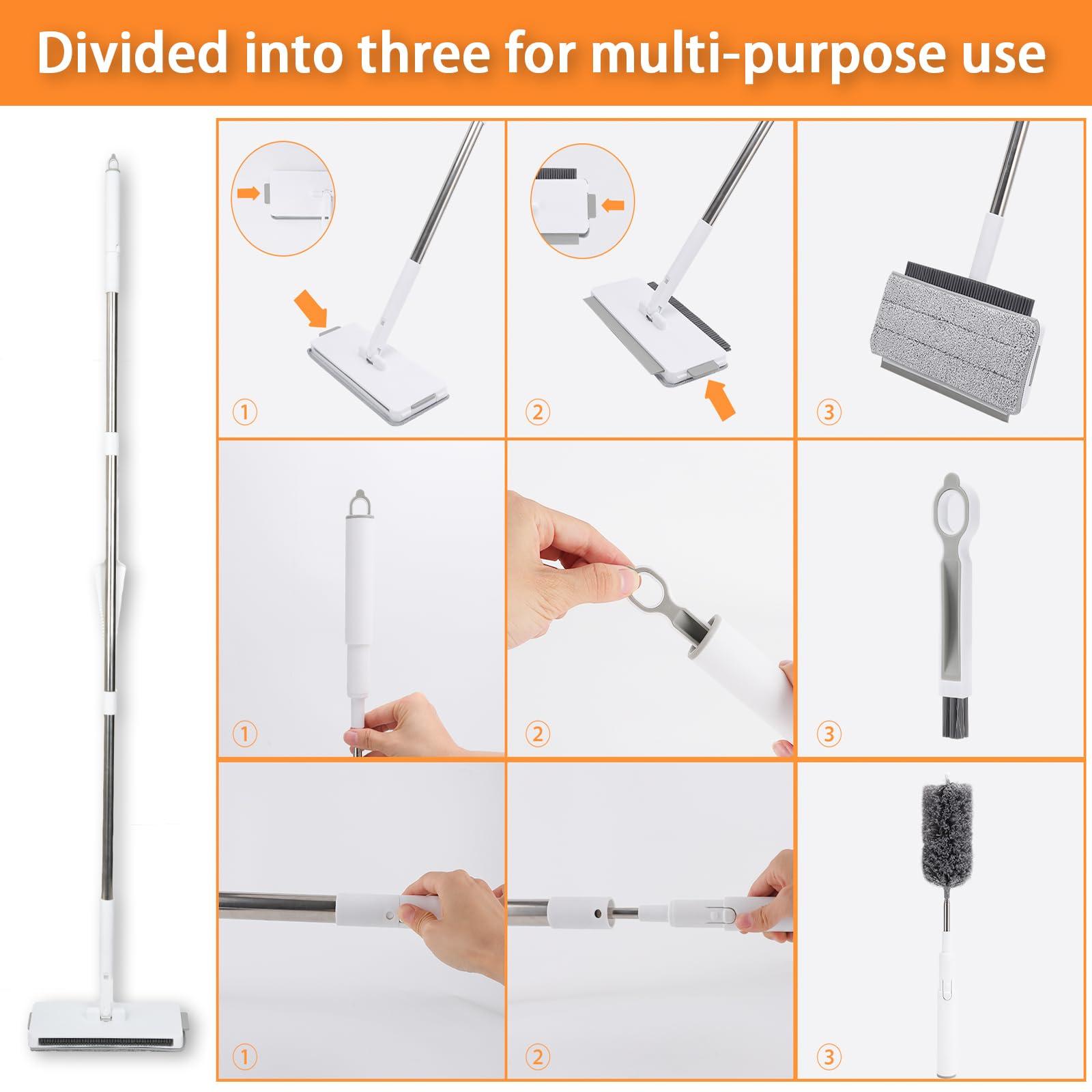 Lomida Microfiber Mop Floor Cleaning, Dry and Wet Multi Surface Floor Cleaner, with 49\'\' Long Handle for Cleaning Window Floor Skirting Board Ceiling Wall Bathtub Tub Tile Scrubber Brush