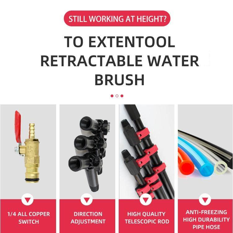 OUSIKA OUSIKA Window Cleaning Poles,Water Fed Pole Kit W/Squeegee - Outdoor Window Cleaner Glass Solar Panel Cleaning System - 3-in-1 Washing Equipment Tool, Scrubber Brush Hose Spray Washer/7.2 M/23.6 Ft