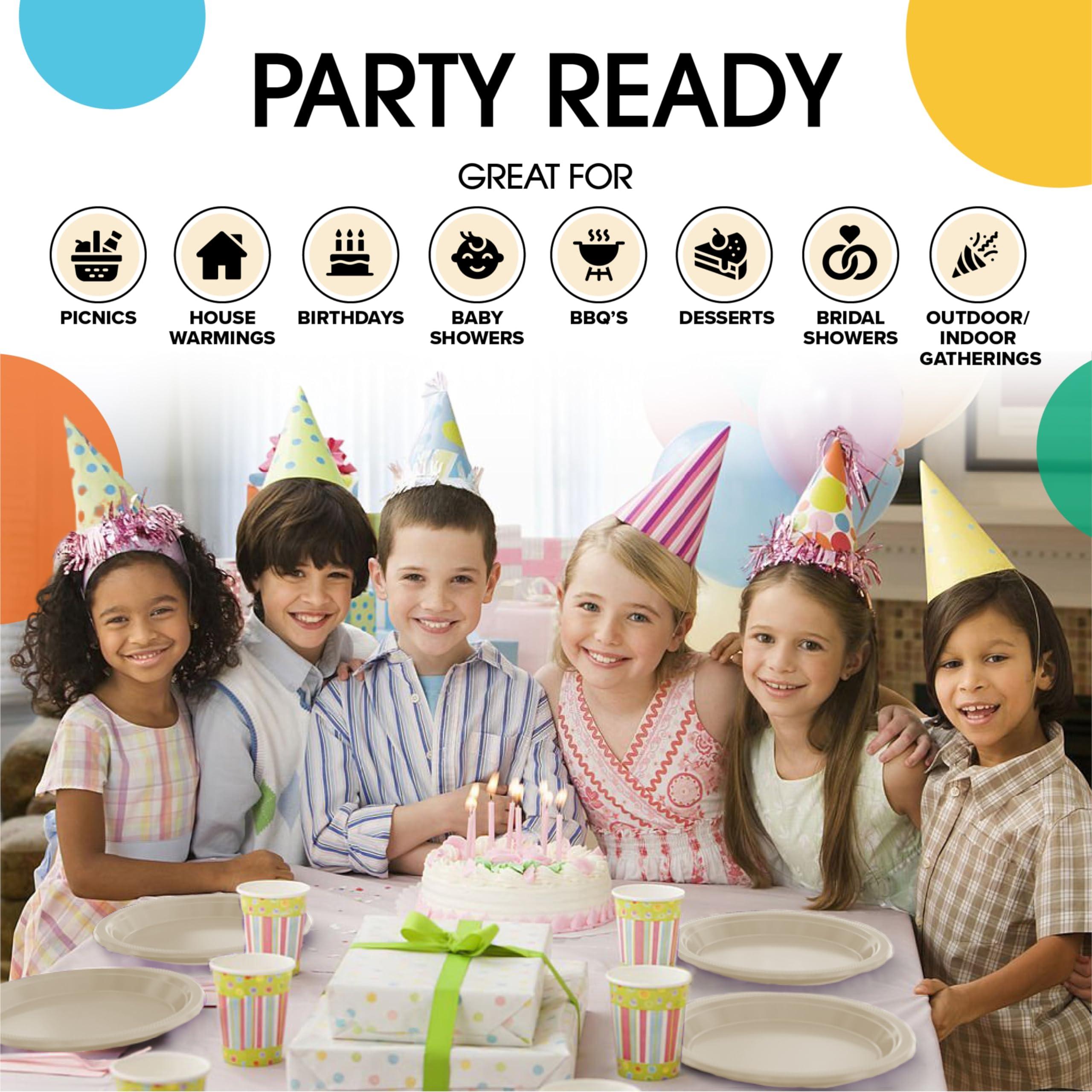 Exquisite Exquisite Ivory Plastic Plates Disposable 7\" Ivory Plastic Dinner Plates 50 Pcs Ivory Disposable Plates Plastic Plates For Party Plates Disposable Heavy Duty 350 GSM Ivory Plates For Party.