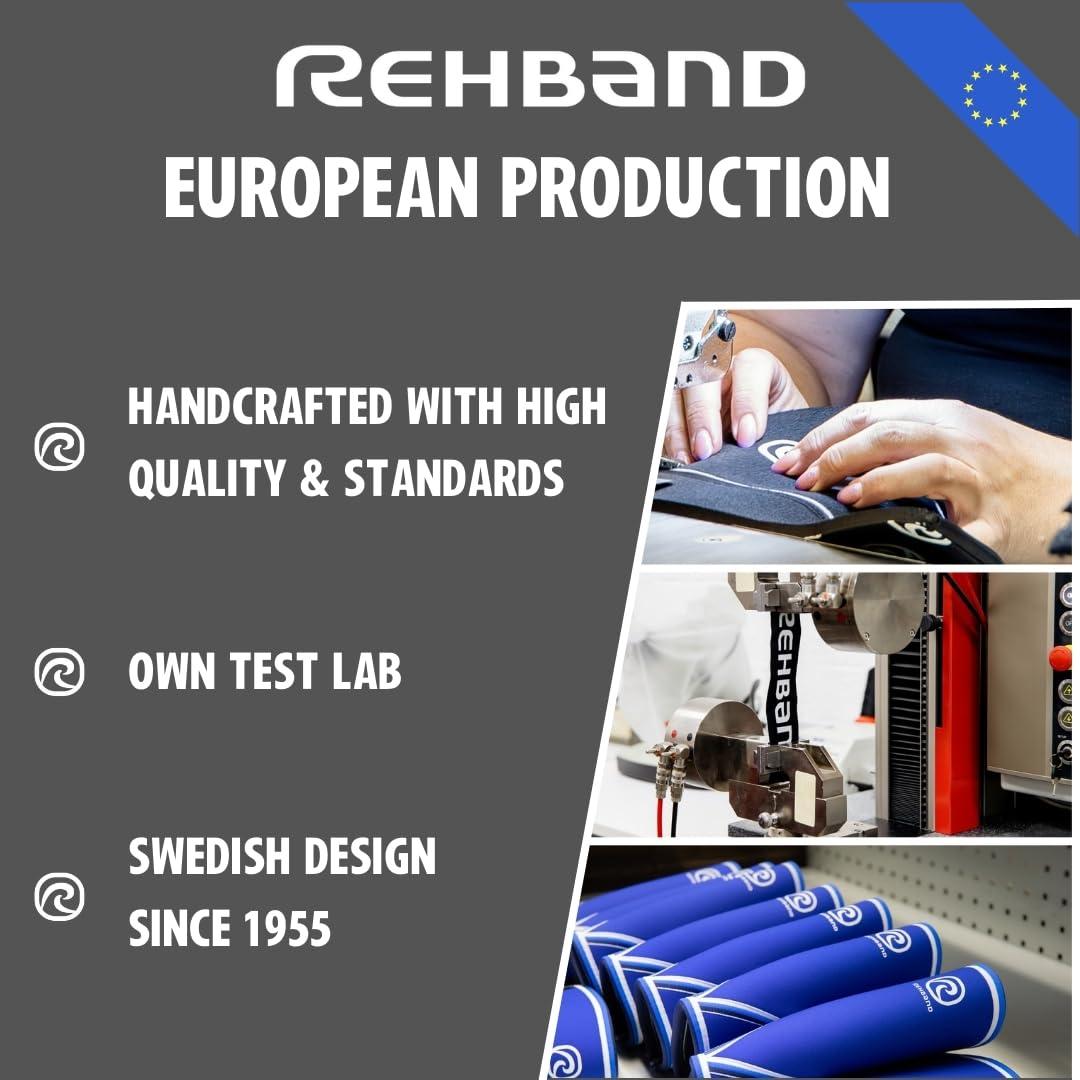 Rehband Rehband Rx Knee Sleeve Power Max, 1 piece, knee support 7mm neoprene, strongman, heavy lifting, longest knee sleeve, Colour:Black, Size:XS