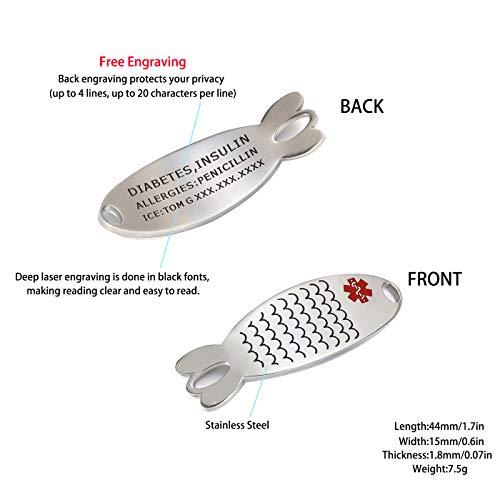 BAIYI HOPE BAIYI HOPE Personalized Medical Alert ID Bracelets Custom Engraved Stainless Steel Medical Emergency Bracelet for Girls, 6 inch