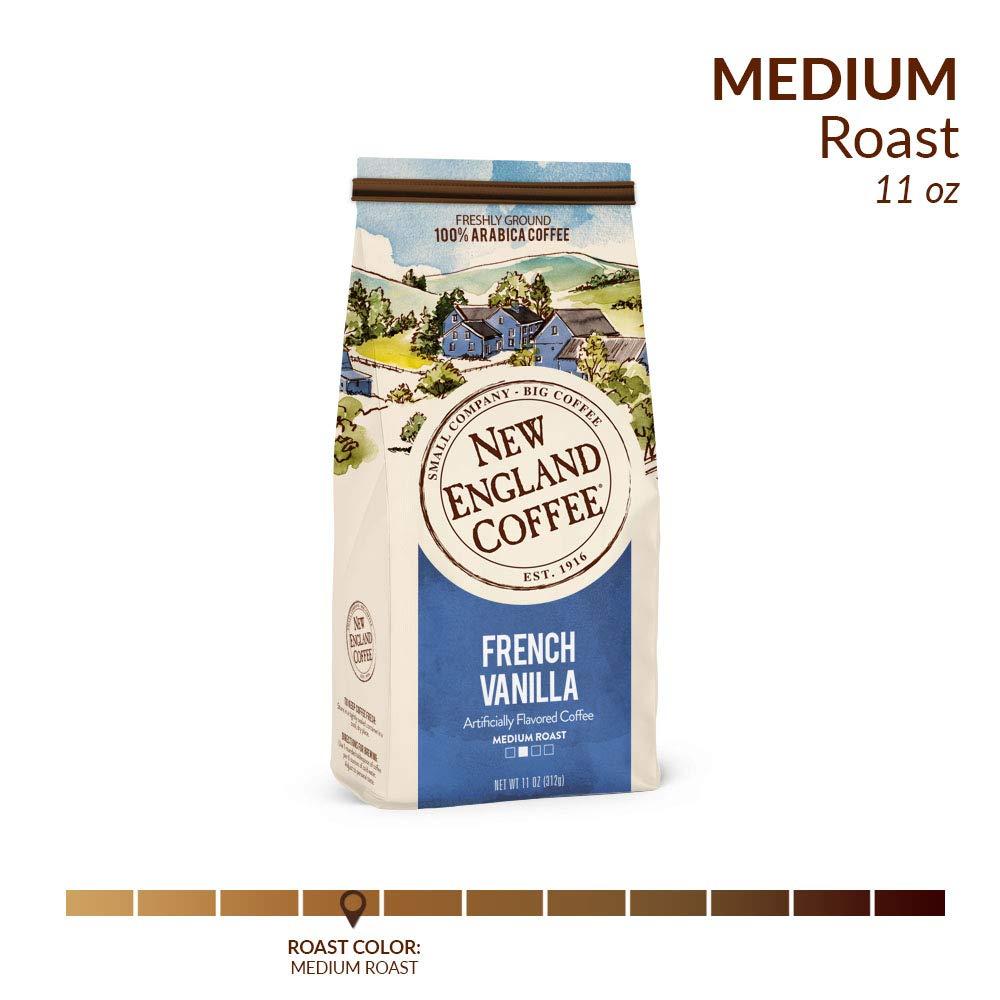 New England Coffee New England Coffee French Vanilla Medium Roast Ground Coffee 11 Ounce (Pack of 3)