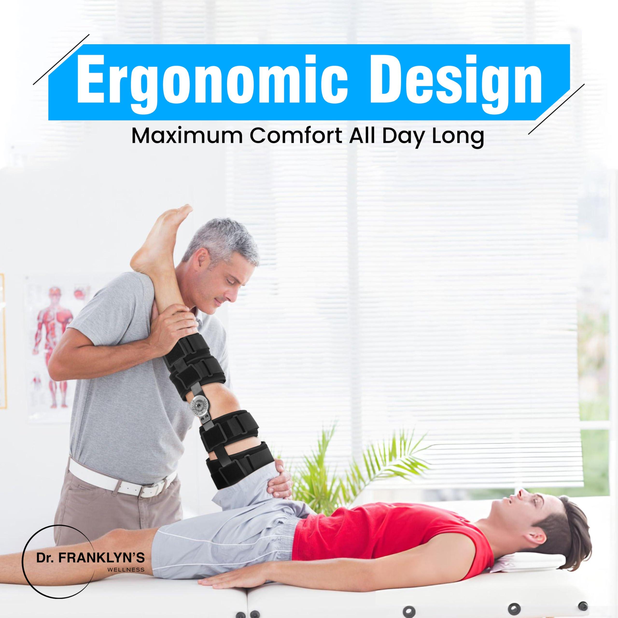 DR FRANKLYN\'S Dr. Franklyn\'s Hinged ROM Knee Brace with Side Stabilizers & Locking Dials Post Op Knee Immobilizer for Arthritis ACL MCL PCL Meniscus Tear Injurie/Knee Pain Medical Orthopedic Support after Surgery-Men/Women