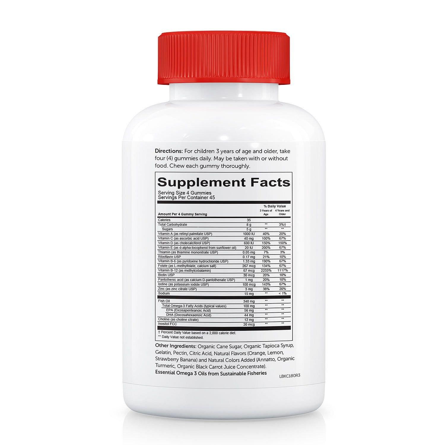 SmartyPants SmartyPants Kids Complete Gummy Vitamins: Multivitamin & Omega 3 DHA/EPA Fish Oil, Methyl B12, Vitamin D3, limited Valuesize pack of 180 count Total