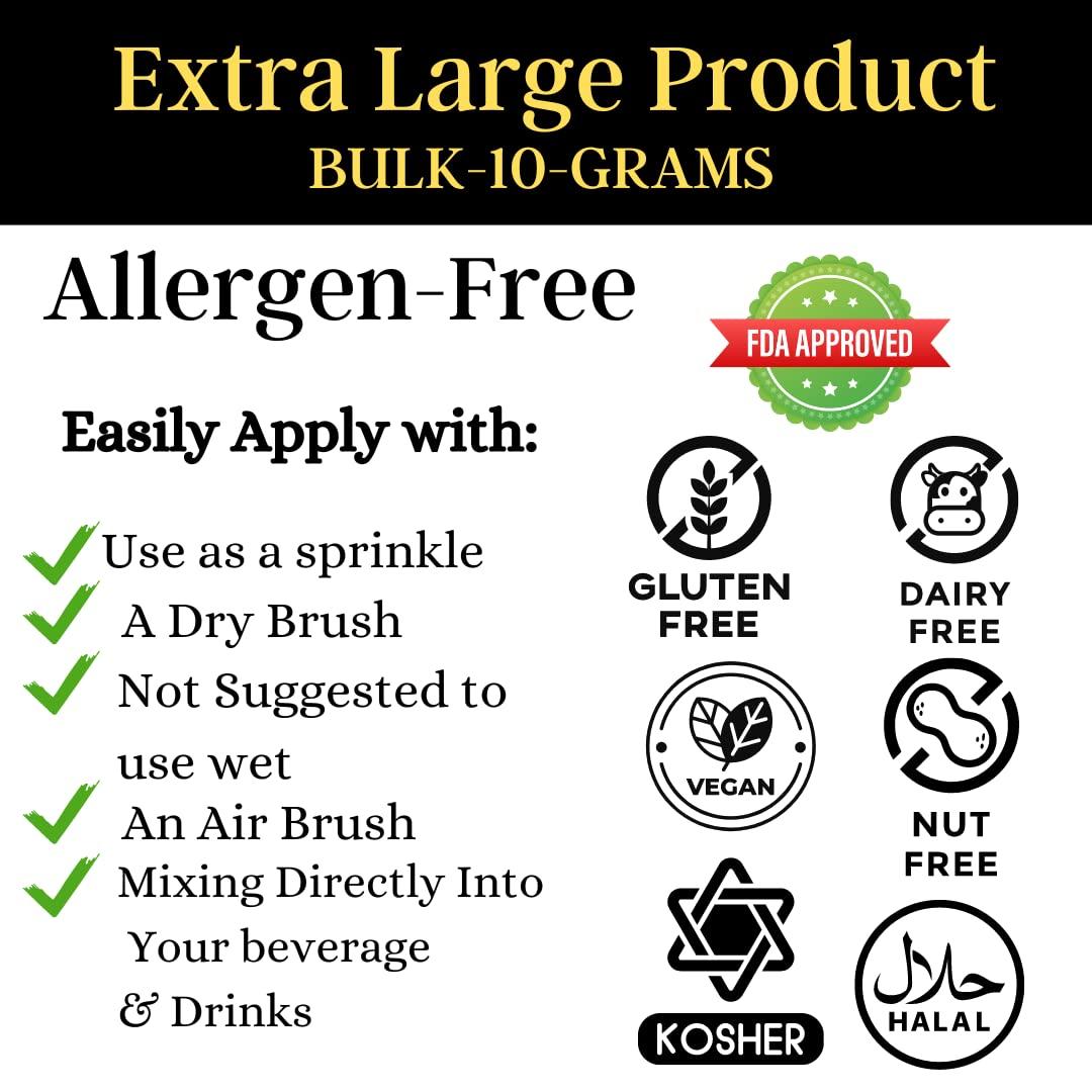 DAZZLE DUST (BULK10g) Silver Edible Glitter For Drinks, Silver Luster Dust Edible Glitter For Cakes, Silver Sprinkles For Cake Decorating, Edible Cake Decorations Drink Glitter 100% Food Safe, Vegan, Gluten Free