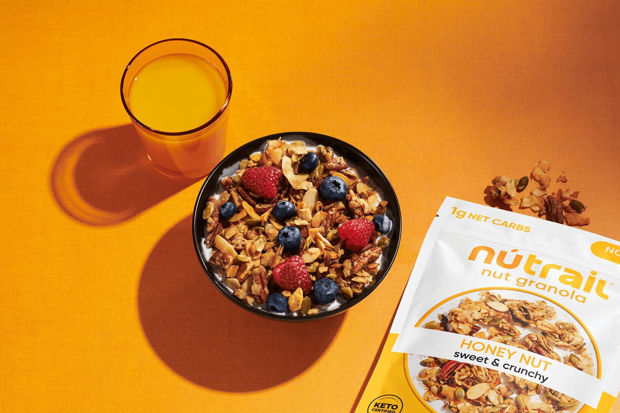 NuTrail NuTrail Nut Granola Cereal, Honey Nut, No Sugar Added, Keto, Low Carb, Gluten Free, Grain Free, Healthy Breakfast 8 oz. 3 Count
