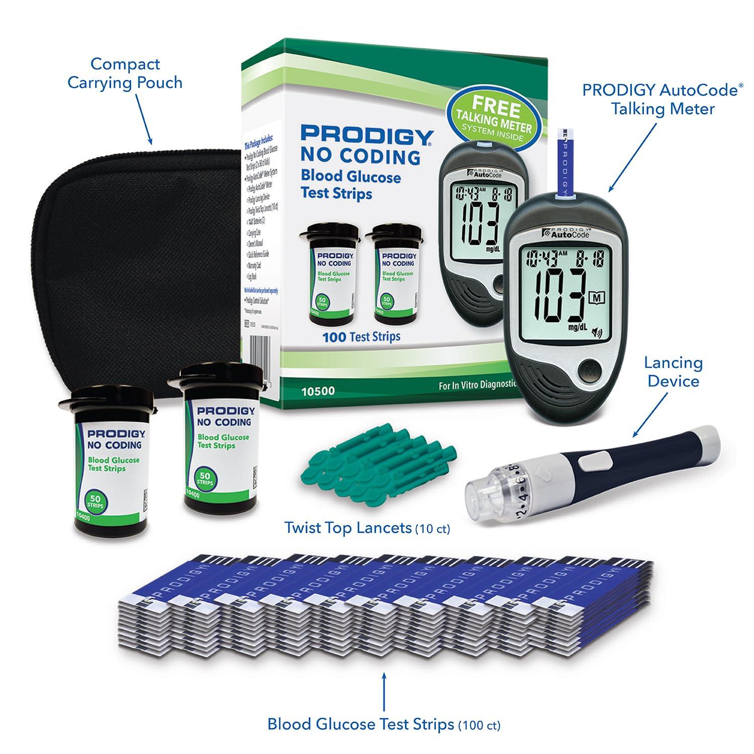 PRODIGY PRODIGY 100ct Test Strips with AutoCode Talking Meter Starter Kit